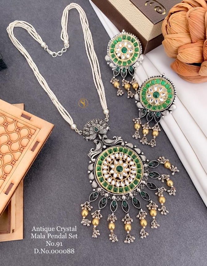 Designer Antique Crystal Mala Pendant Set 4 Wholesalers In Mumbai
